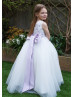 Cap Sleeves Velvet Tulle Flower Girl Dress